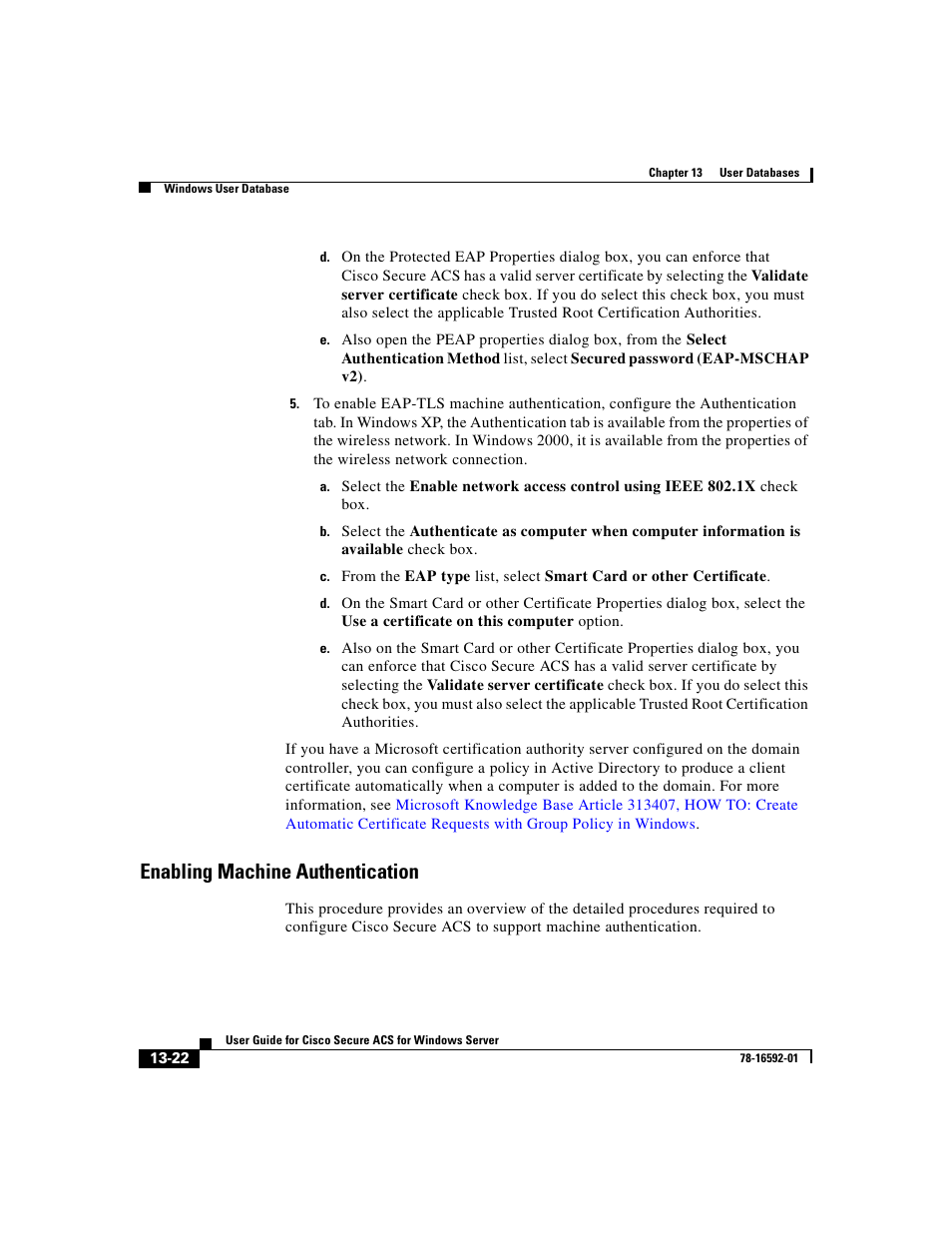 Enabling machine authentication | Cisco 3.3 User Manual | Page 506 / 860