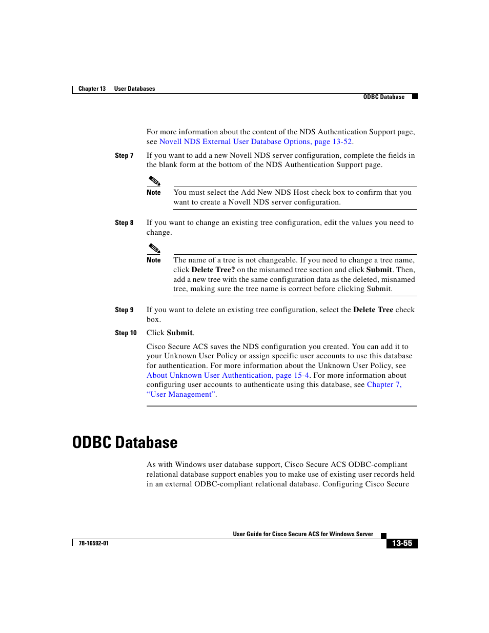 Odbc database, Odbc | Cisco 3.3 User Manual | Page 539 / 860