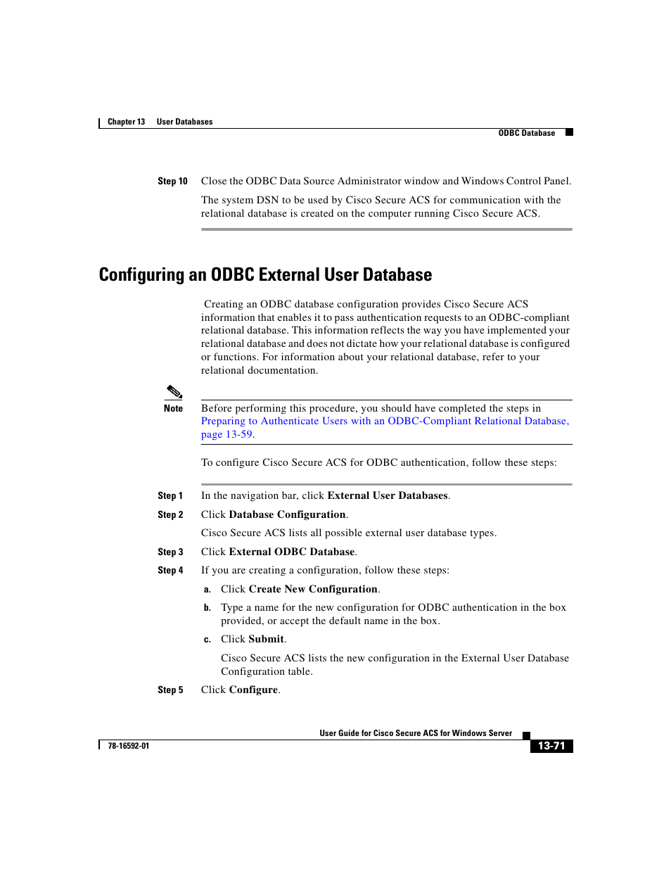 Configuring an odbc external user database | Cisco 3.3 User Manual | Page 555 / 860