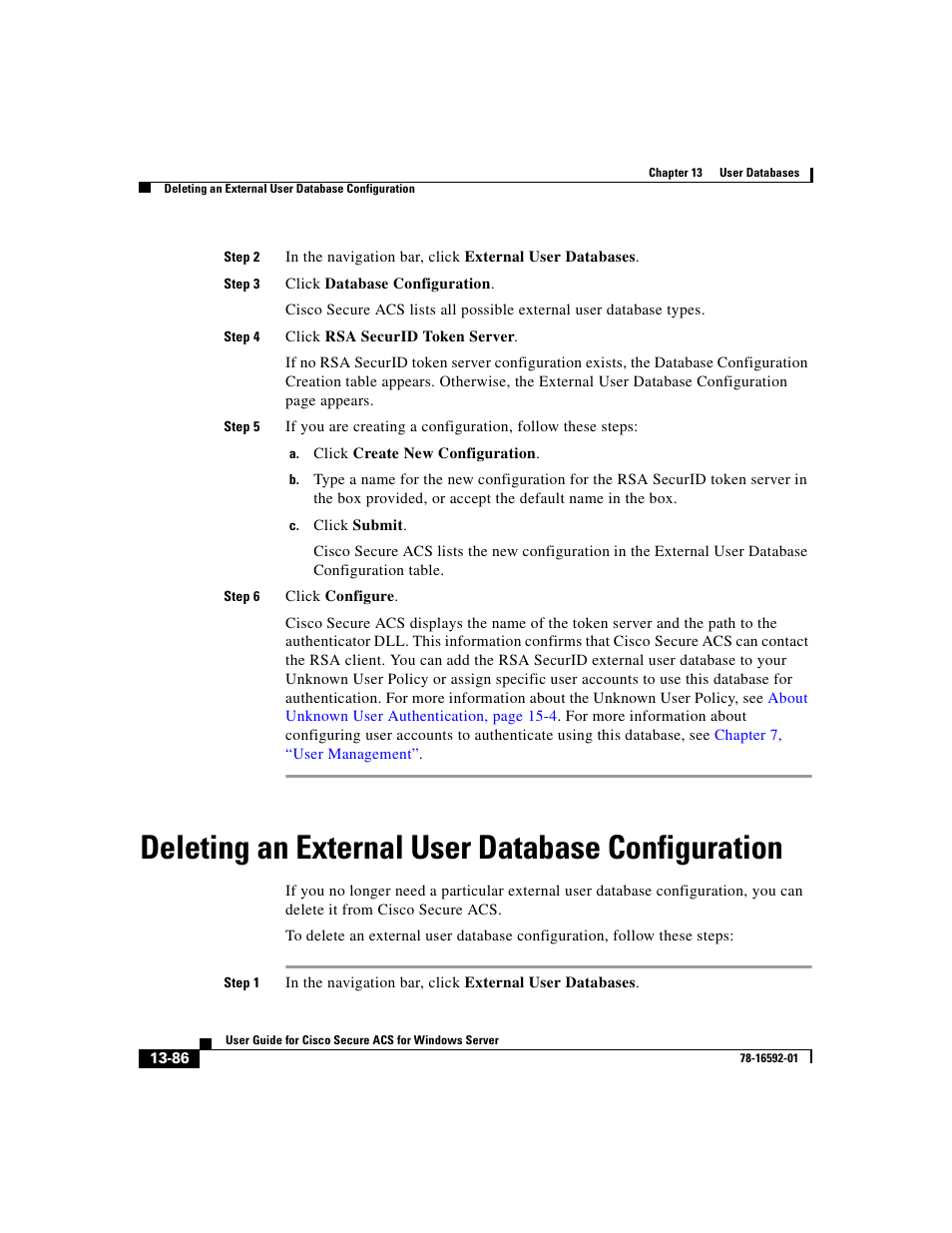 Deleting an external user database configuration | Cisco 3.3 User Manual | Page 570 / 860