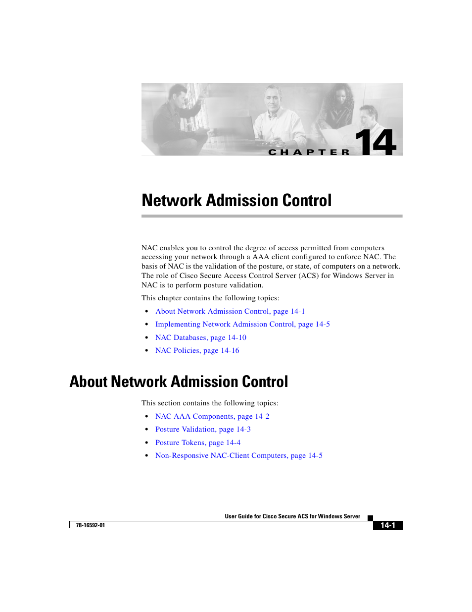 Network admission control, About network admission control, C h a p t e r | Chapter 14, “network admission control | Cisco 3.3 User Manual | Page 573 / 860