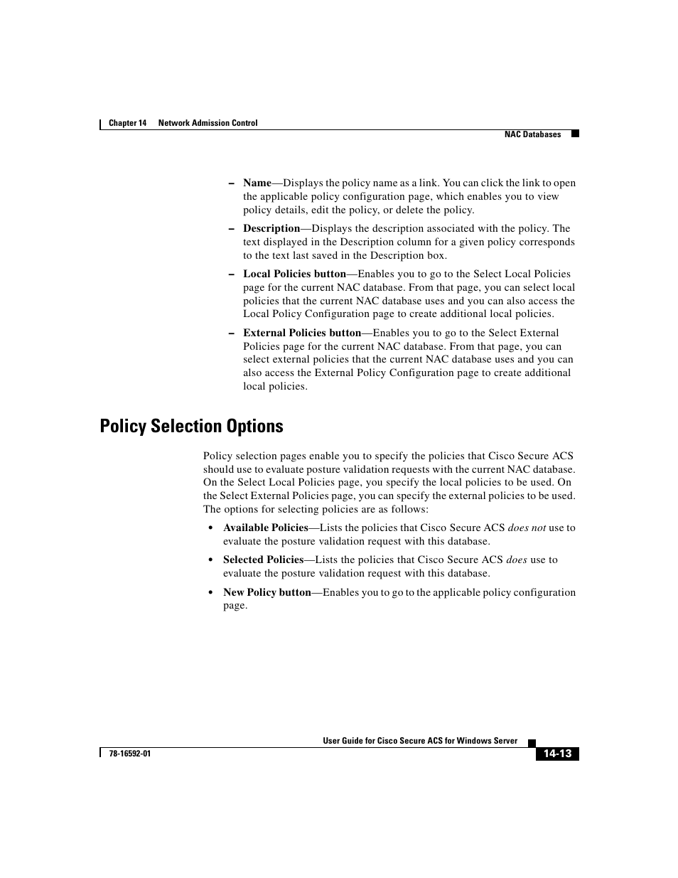 Policy selection options | Cisco 3.3 User Manual | Page 585 / 860