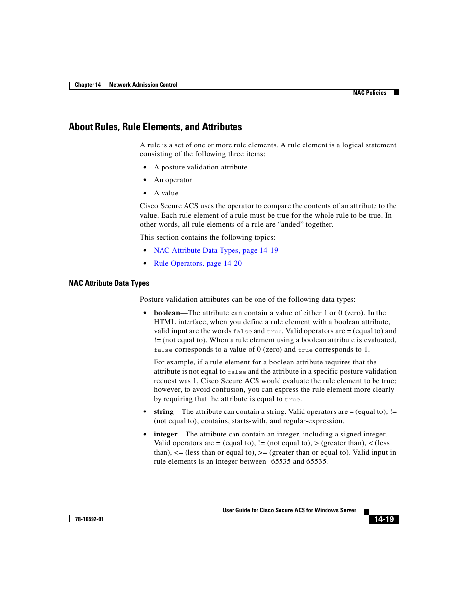 About rules, rule elements, and attributes, Nac attribute data types | Cisco 3.3 User Manual | Page 591 / 860