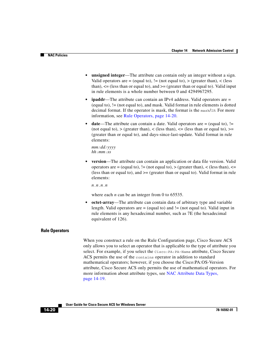 Rule operators | Cisco 3.3 User Manual | Page 592 / 860