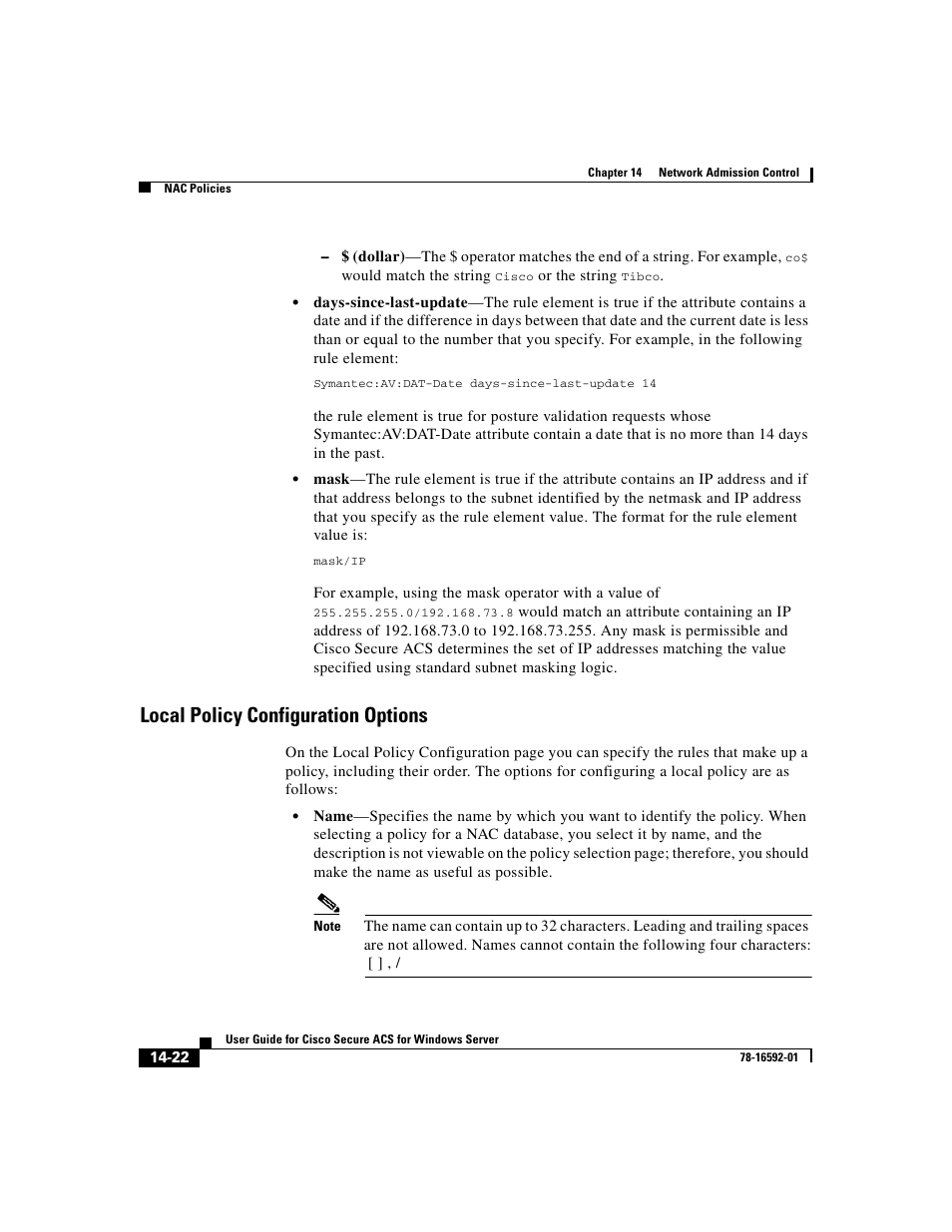 Local policy configuration options | Cisco 3.3 User Manual | Page 594 / 860