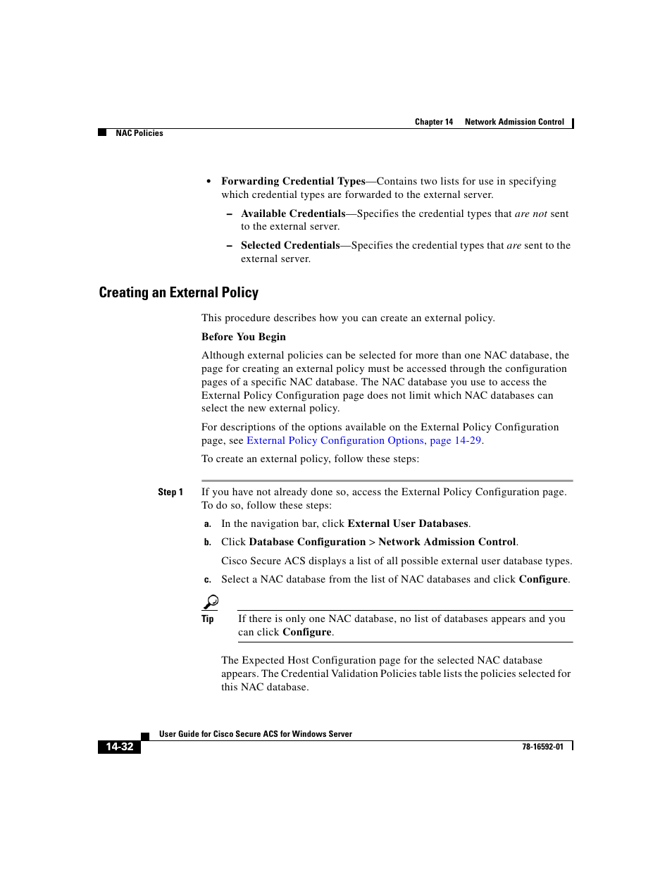 Creating an external policy, Creating an external | Cisco 3.3 User Manual | Page 604 / 860