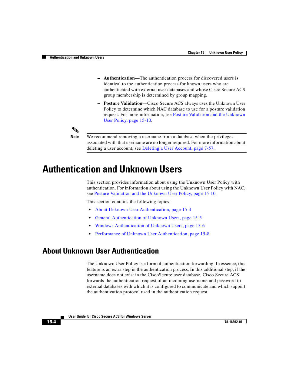 Authentication and unknown users, About unknown user authentication, About | About unknown user | Cisco 3.3 User Manual | Page 614 / 860