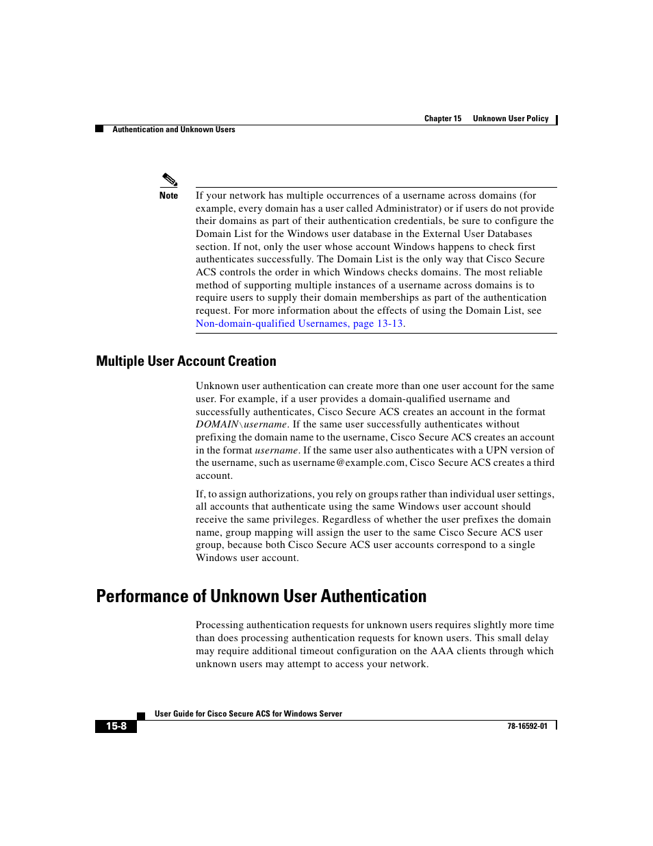 Multiple user account creation, Performance of unknown user authentication | Cisco 3.3 User Manual | Page 618 / 860