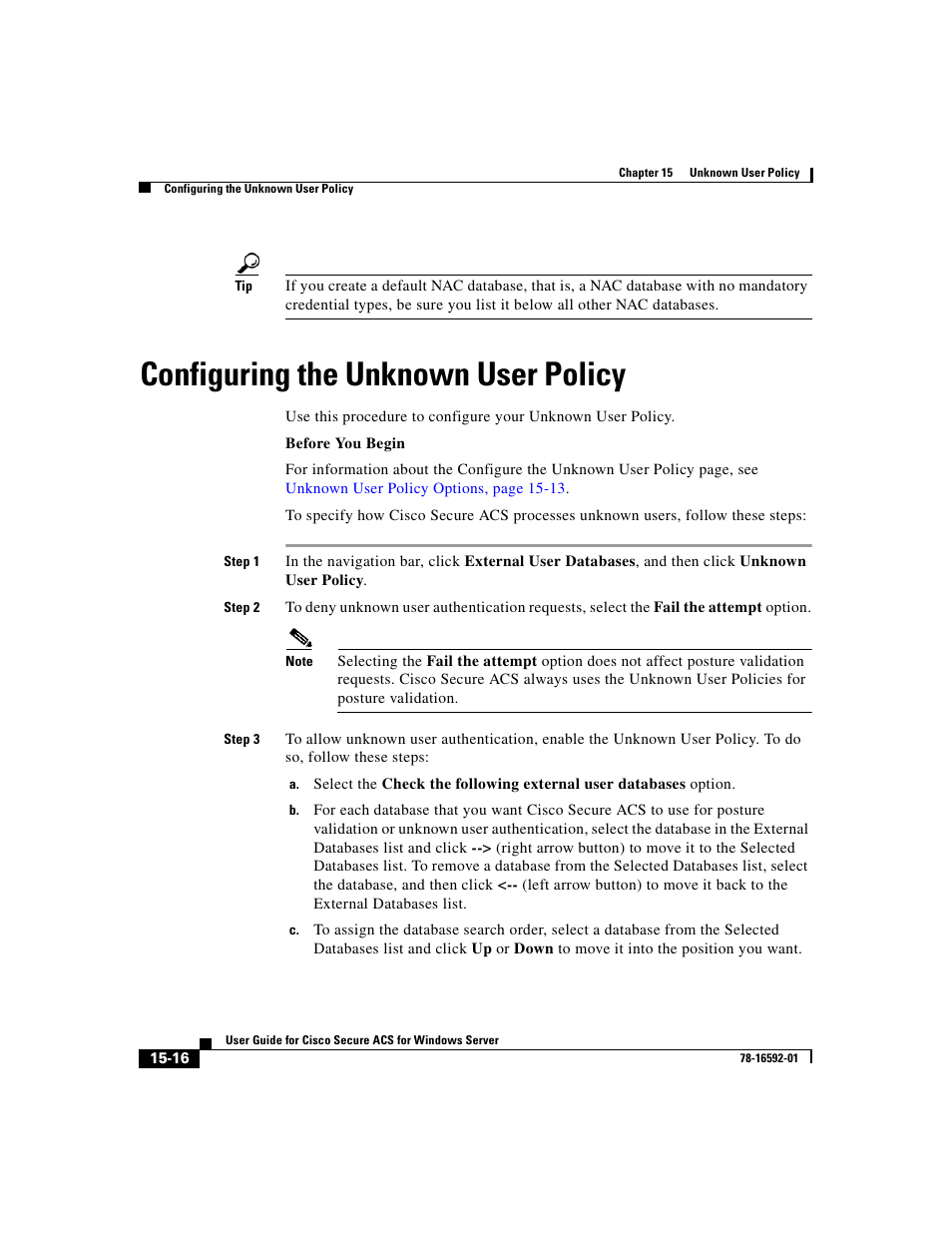 Configuring the unknown user policy, S, see, Configuring the | Cisco 3.3 User Manual | Page 626 / 860