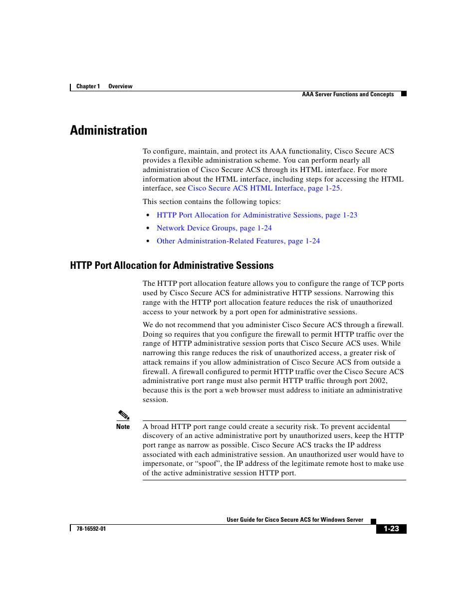 Administration, Http port allocation for administrative sessions | Cisco 3.3 User Manual | Page 63 / 860