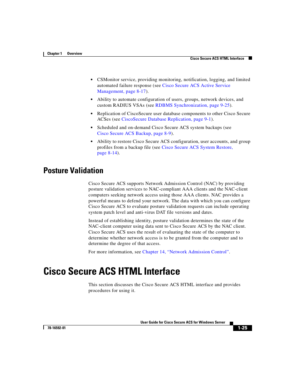 Posture validation, Ciscosecure acs html interface, Cisco secure acs html interface | Cisco 3.3 User Manual | Page 65 / 860