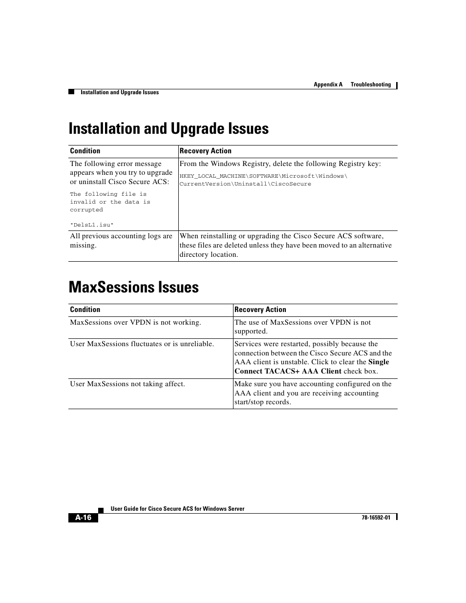 Installation and upgrade issues, Maxsessions issues, Installation and upgrade issues maxsessions issues | Cisco 3.3 User Manual | Page 660 / 860