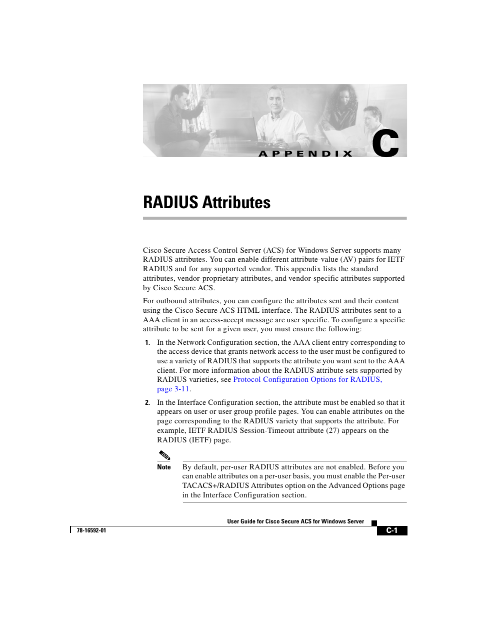 Radius attributes, A p p e n d i x, Appendix c, “radius attributes | Appendix c, “radius, Attributes, Or you | Cisco 3.3 User Manual | Page 673 / 860