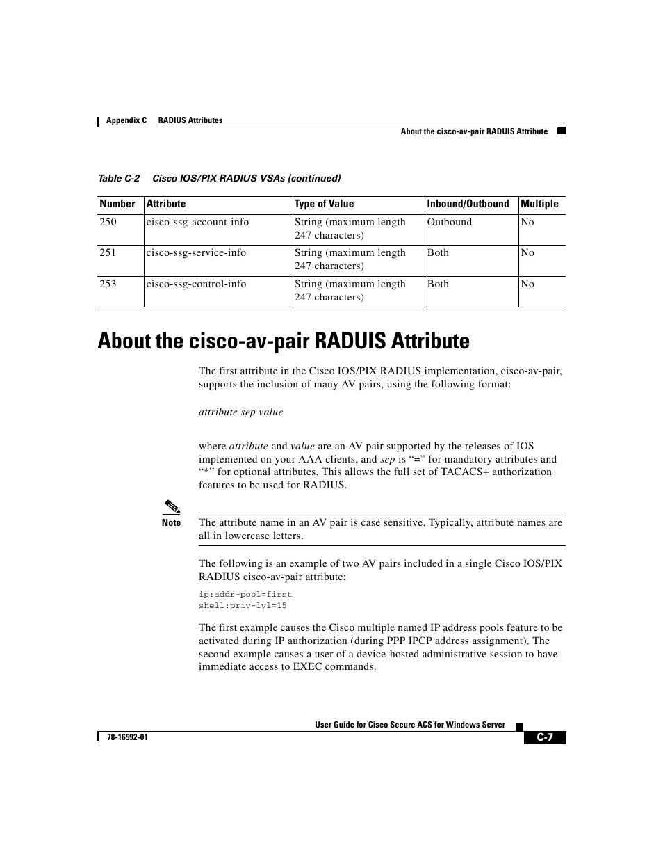 About the cisco-av-pair raduis attribute, About the, About the cisco-av-pair raduis | About | Cisco 3.3 User Manual | Page 679 / 860