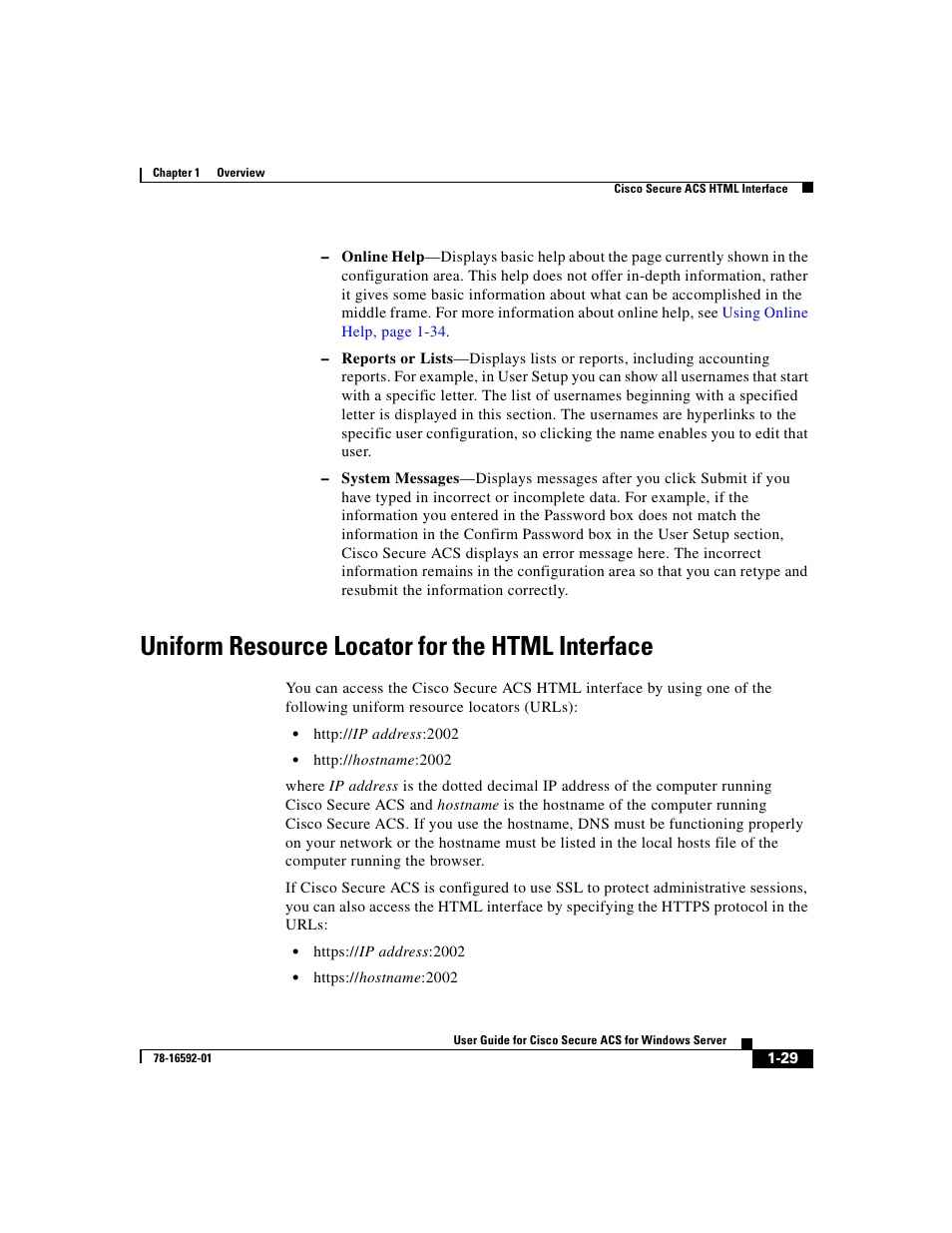 Uniform resource locator for the html interface | Cisco 3.3 User Manual | Page 69 / 860