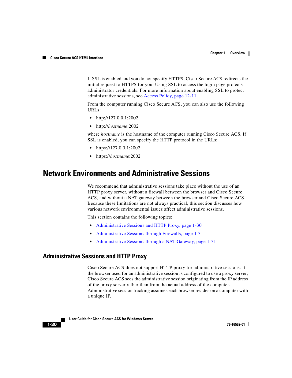 Network environments and administrative sessions, Administrative sessions and http proxy | Cisco 3.3 User Manual | Page 70 / 860