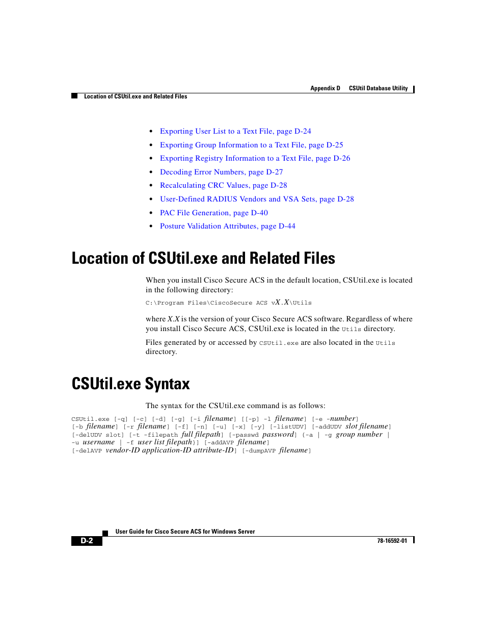 Location of csutil.exe and related files, Csutil.exe syntax | Cisco 3.3 User Manual | Page 718 / 860