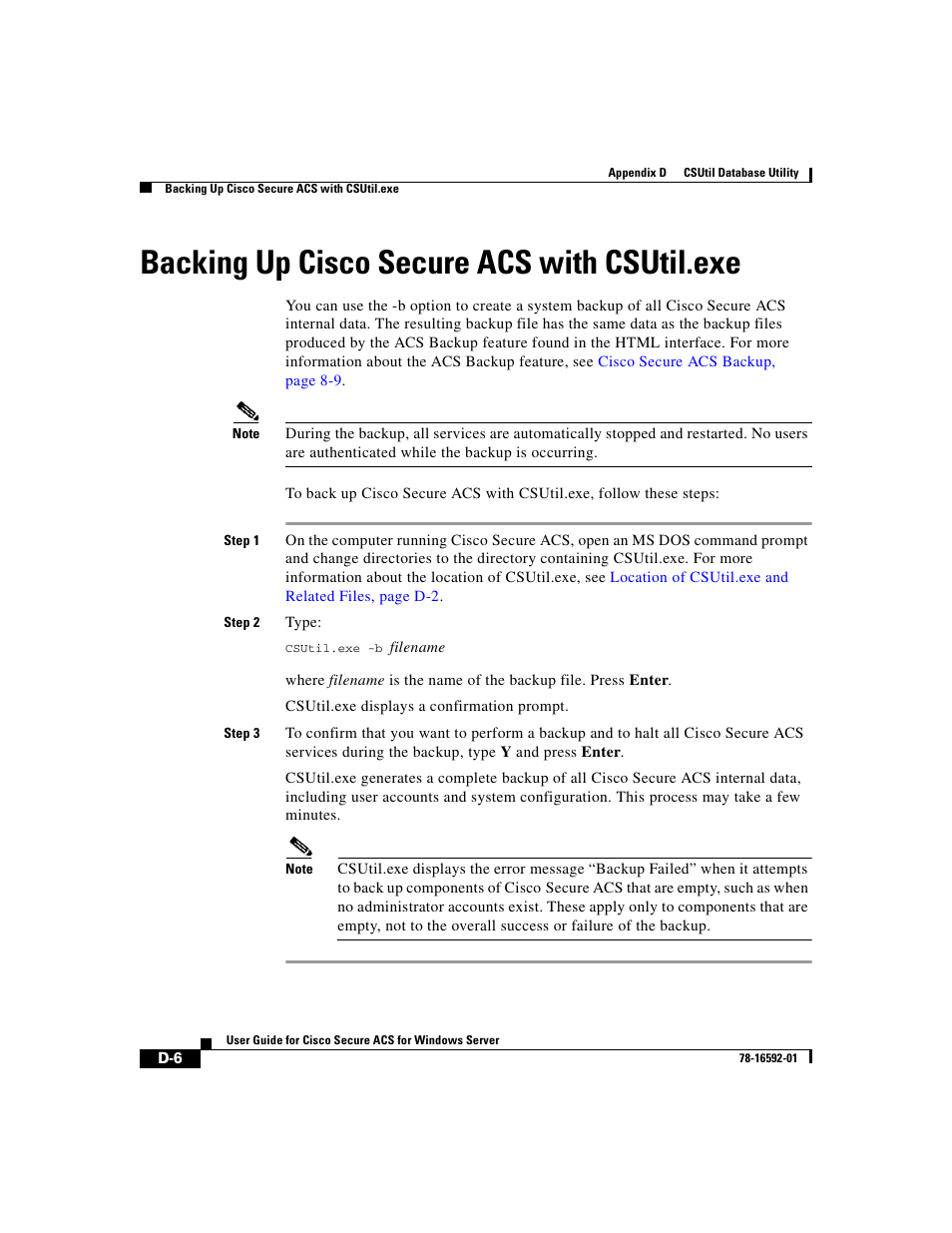 Backing up ciscosecure acs with csutil.exe, Backing up cisco secure acs with csutil.exe | Cisco 3.3 User Manual | Page 722 / 860