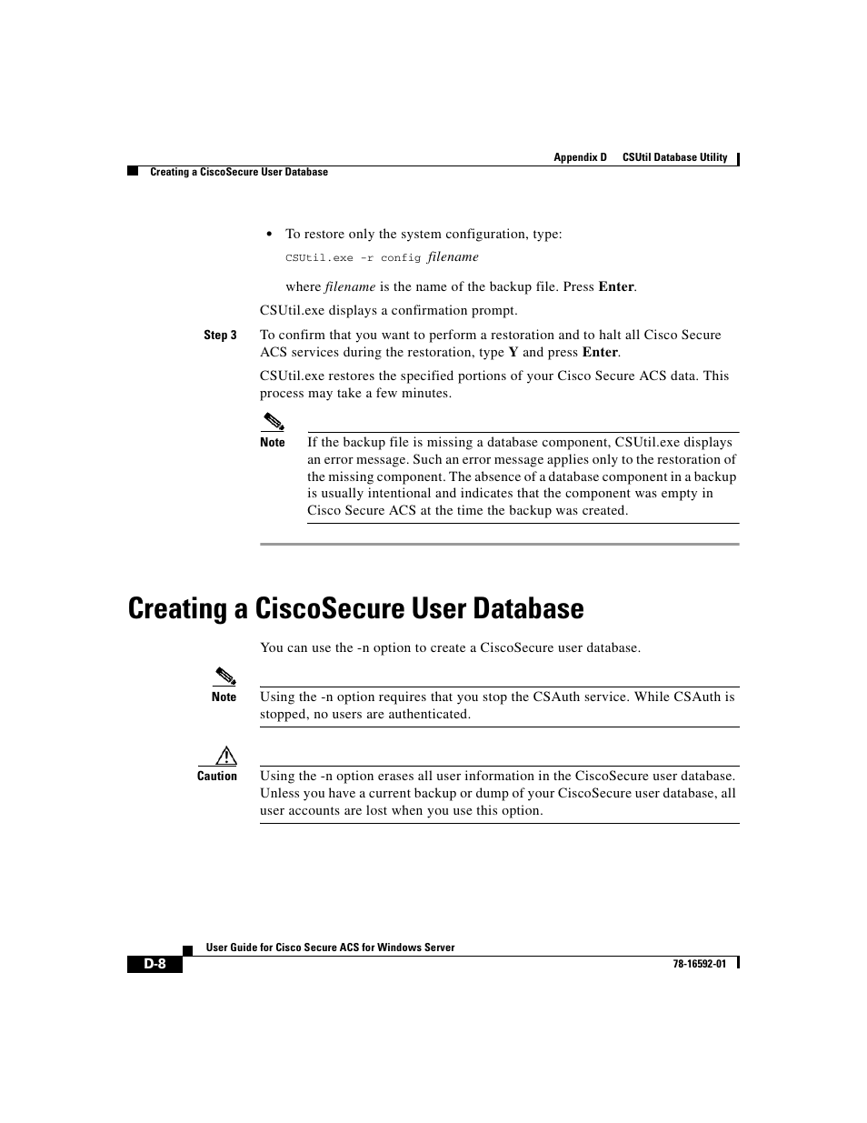 Creating a ciscosecure user database | Cisco 3.3 User Manual | Page 724 / 860