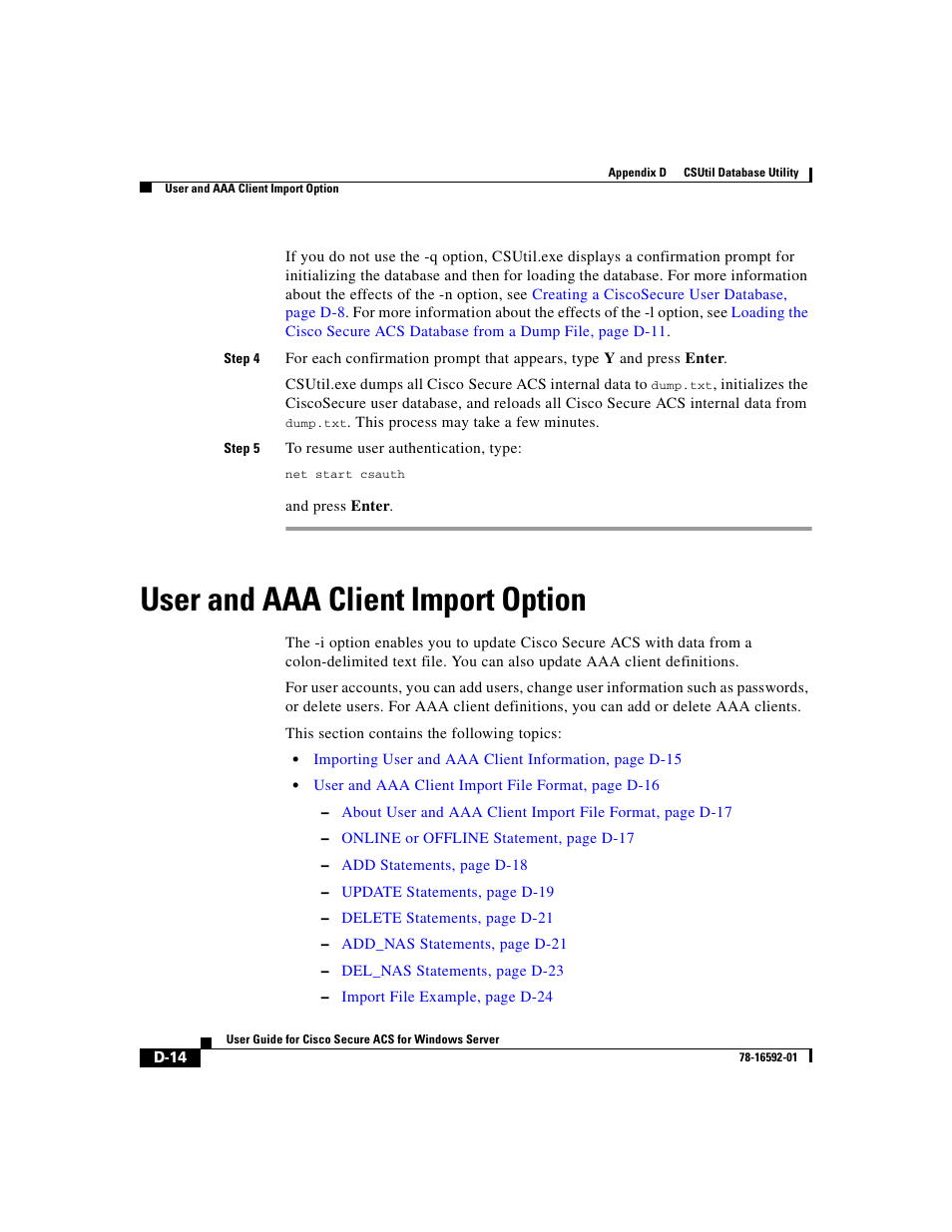 User and aaa client import option | Cisco 3.3 User Manual | Page 730 / 860