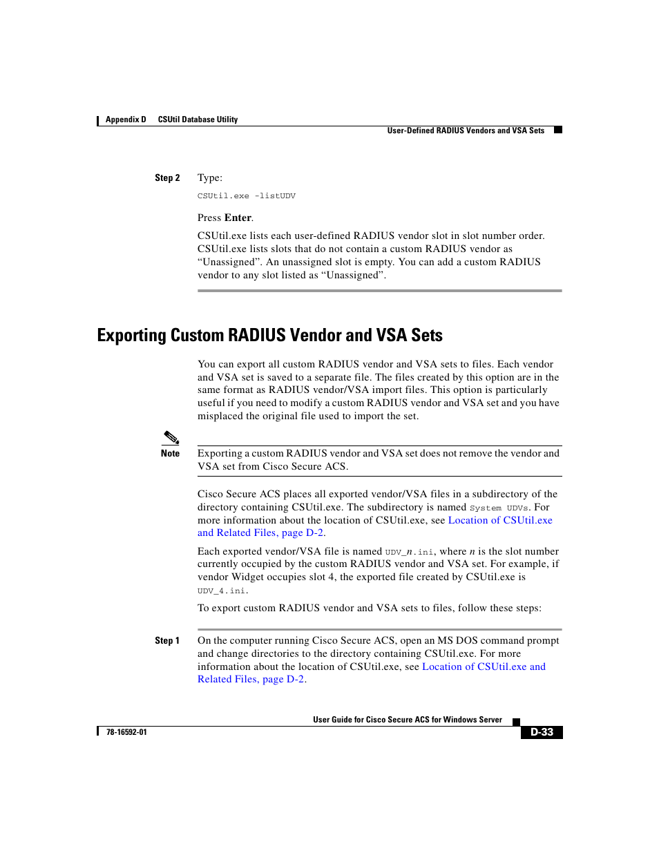 Exporting custom radius vendor and vsa sets | Cisco 3.3 User Manual | Page 749 / 860