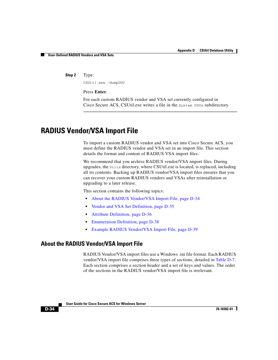 Radius vendor/vsa import file, About the radius vendor/vsa import file | Cisco 3.3 User Manual | Page 750 / 860