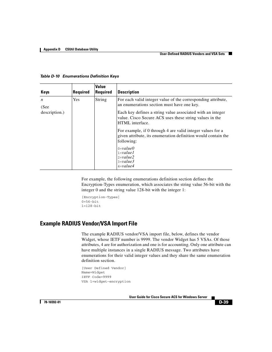 Example radius vendor/vsa import file | Cisco 3.3 User Manual | Page 755 / 860