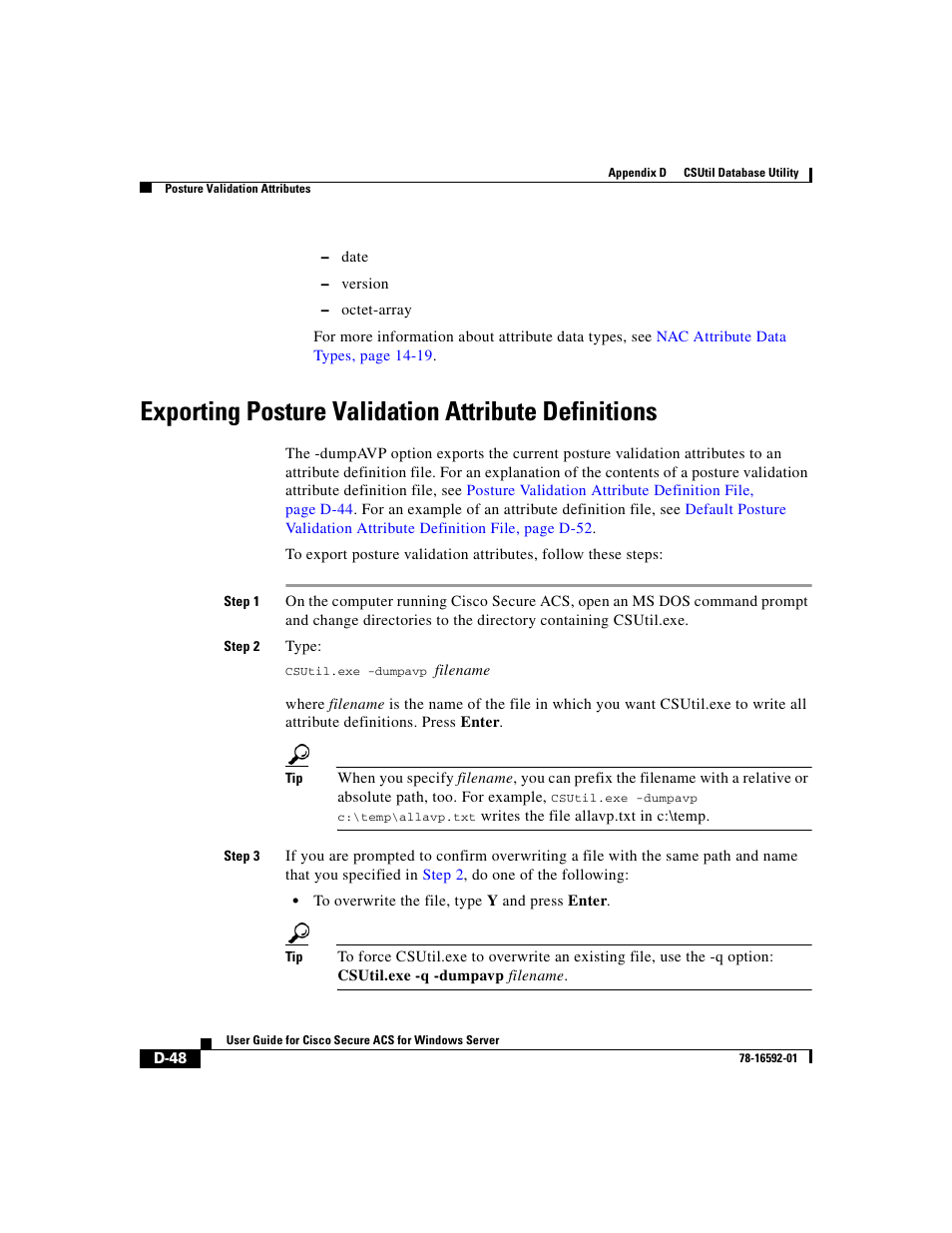 Exporting posture validation attribute definitions | Cisco 3.3 User Manual | Page 764 / 860