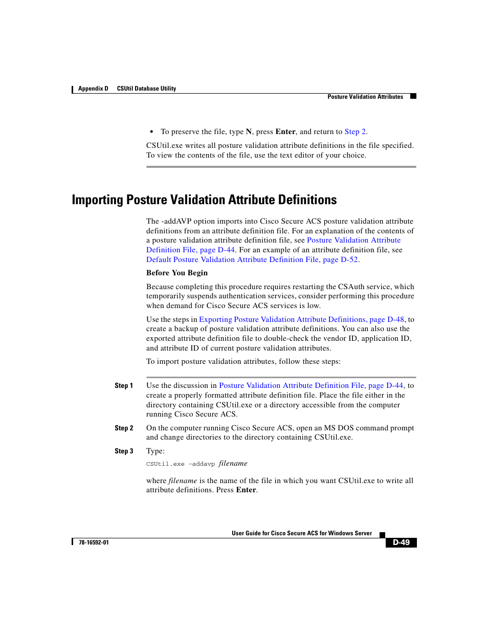 Importing posture validation attribute definitions, Importing posture validation attribute | Cisco 3.3 User Manual | Page 765 / 860