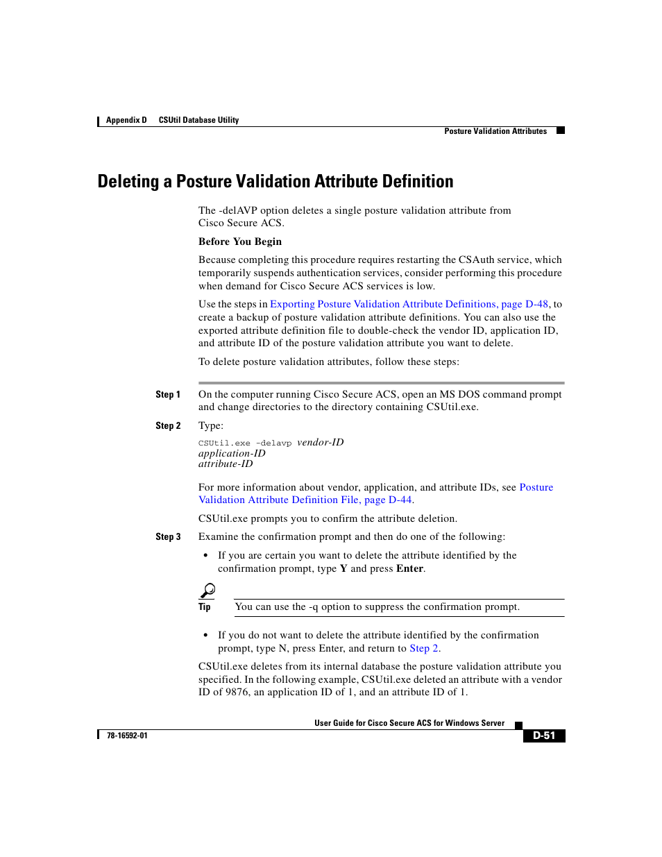 Deleting a posture validation attribute definition | Cisco 3.3 User Manual | Page 767 / 860