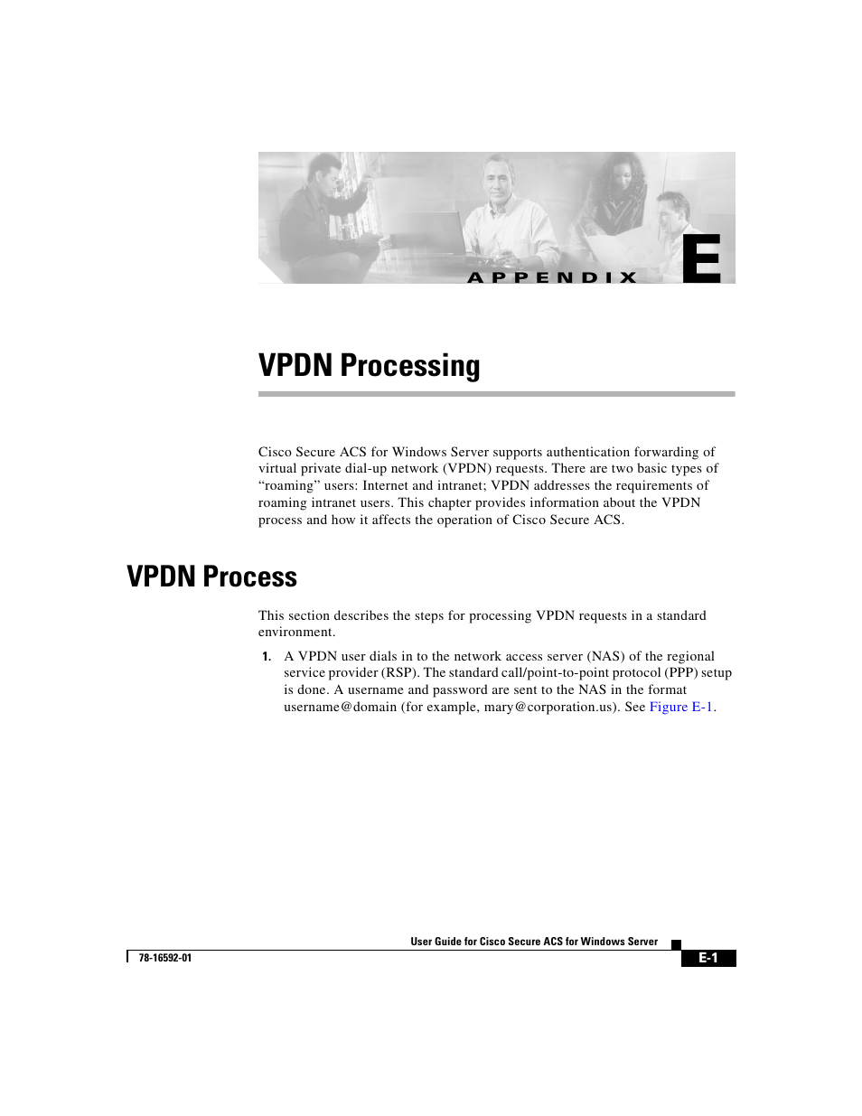 Vpdn processing, Vpdn process, A p p e n d i x | Appendix e, “vpdn processing | Cisco 3.3 User Manual | Page 781 / 860