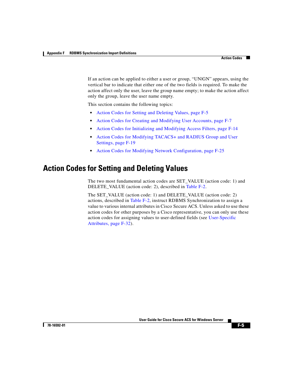 Action codes for setting and deleting values | Cisco 3.3 User Manual | Page 791 / 860