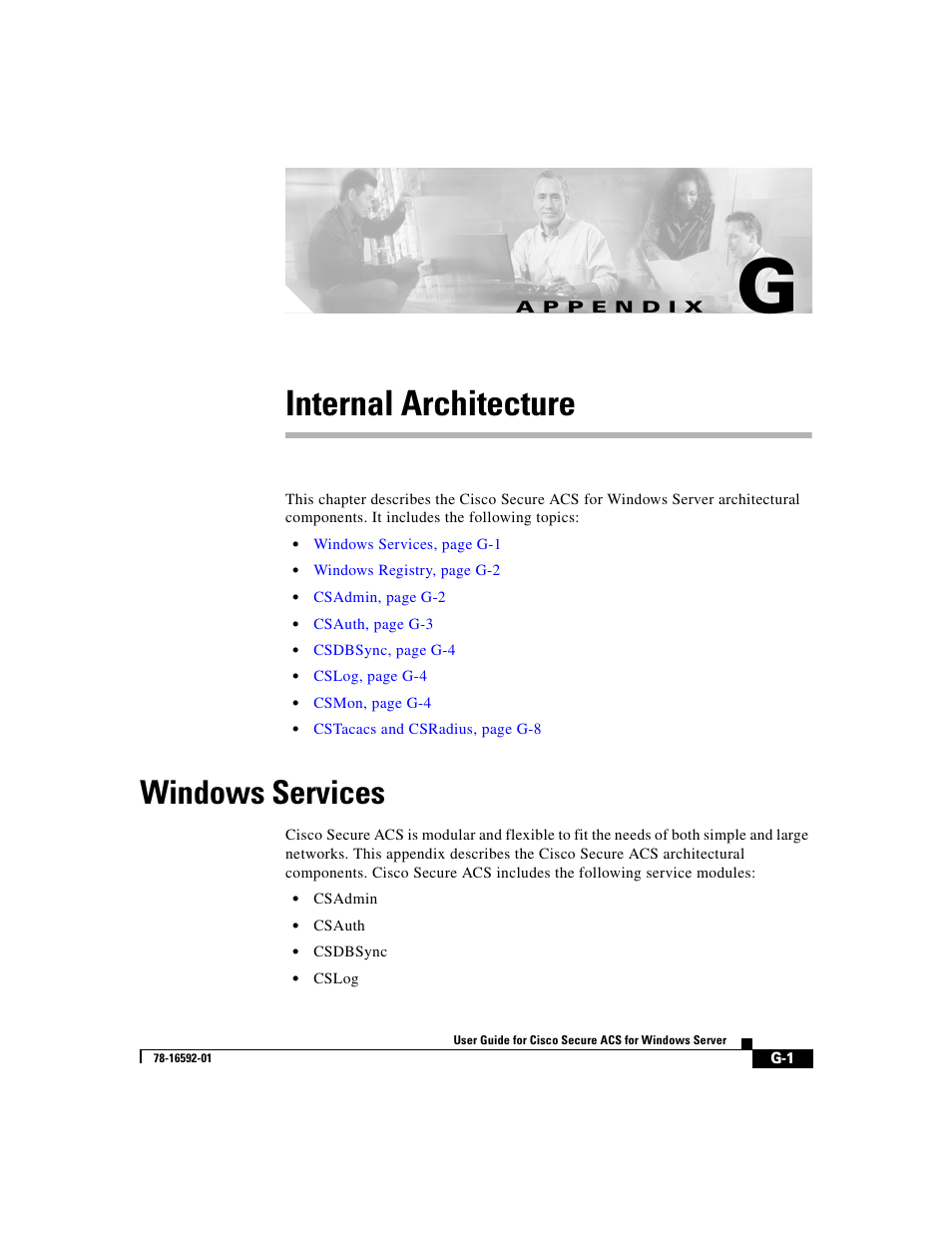 Internal architecture, Windows services, A p p e n d i x | Appendix g, “internal architecture | Cisco 3.3 User Manual | Page 825 / 860