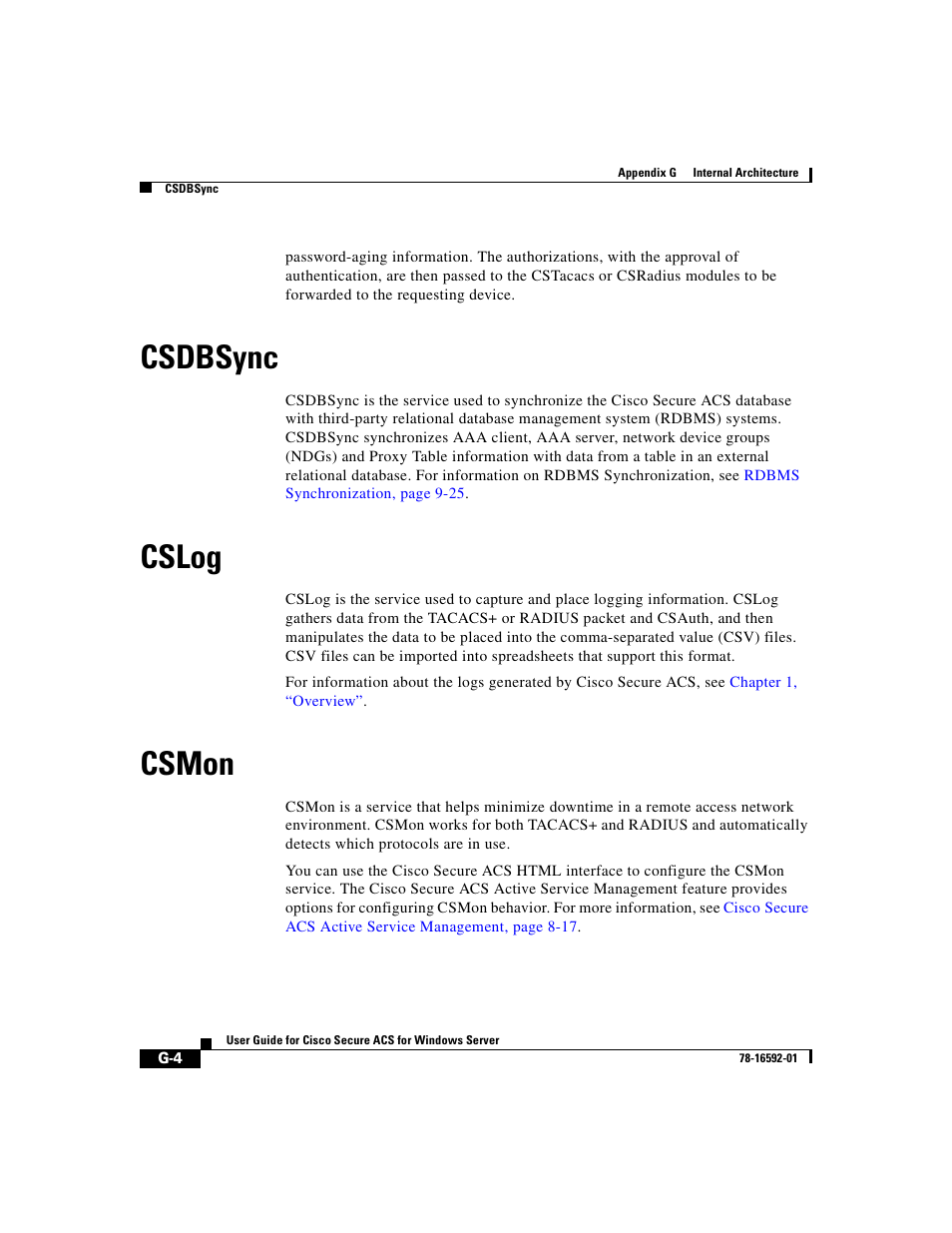 Csdbsync, Cslog, Csmon | Cisco 3.3 User Manual | Page 828 / 860