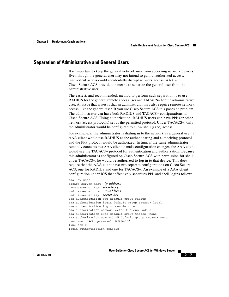 Separation of administrative and general users | Cisco 3.3 User Manual | Page 93 / 860