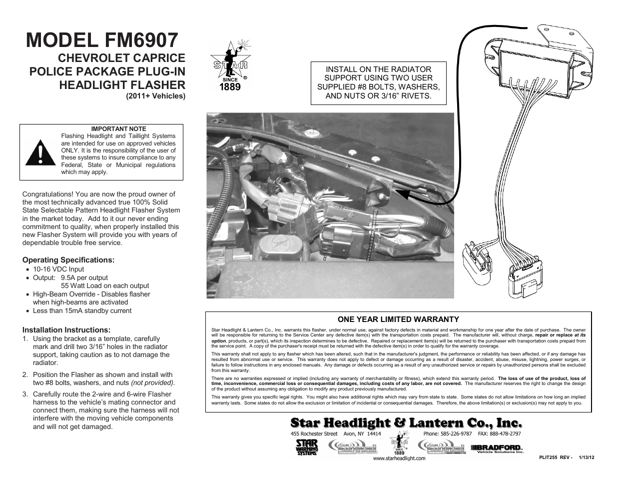 Star Headlight & Lantern FM6907 Plug-N-Play Flasher Mobules User Manual | 1 page