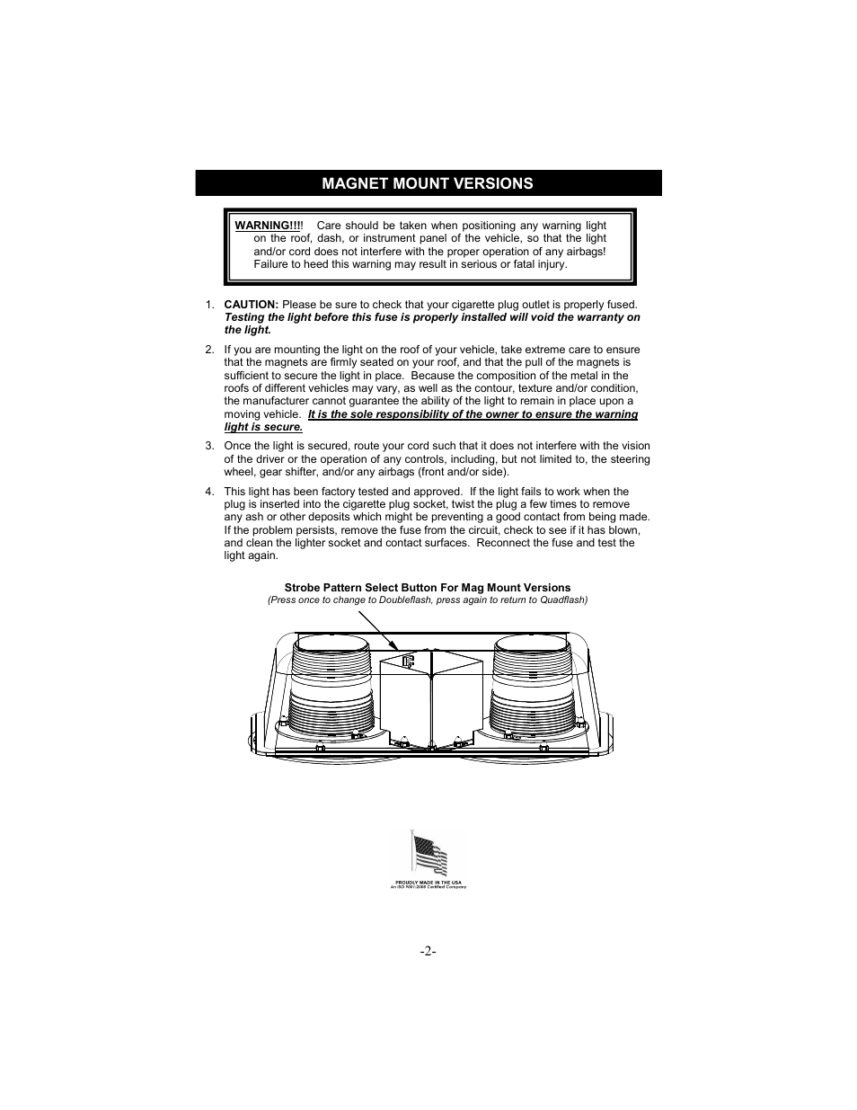 Magnet mount versions | Star Headlight & Lantern 9224 Series User Manual | Page 3 / 4