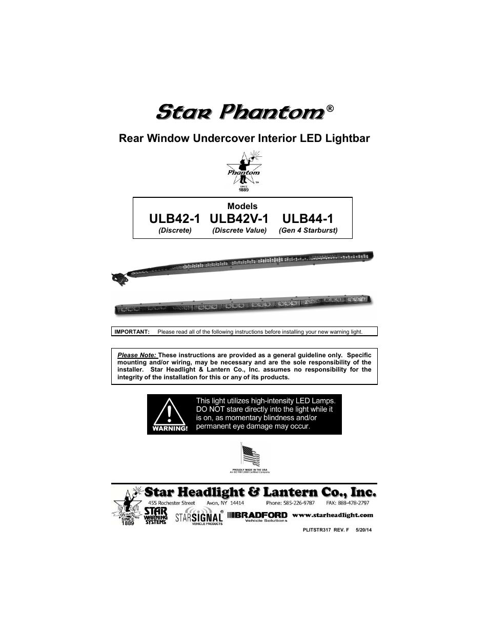 Star Headlight & Lantern ULB42 The Star Phantom Undercover User Manual | 8 pages