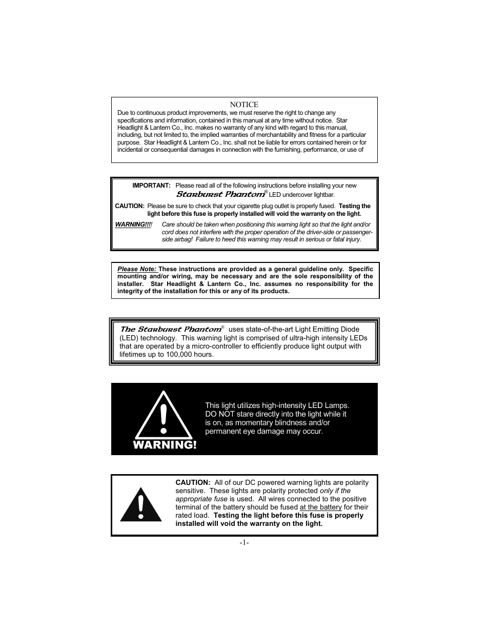 Starburst phantom, The starburst phantom | Star Headlight & Lantern ULB44 The StarBurst Phantom Undercover User Manual | Page 2 / 12