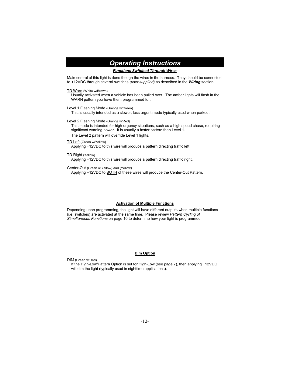 Operating instructions | Star Headlight & Lantern ULB48 Lineum  Dual-Color Traffic Director Interior LED Lightbar User Manual | Page 13 / 16