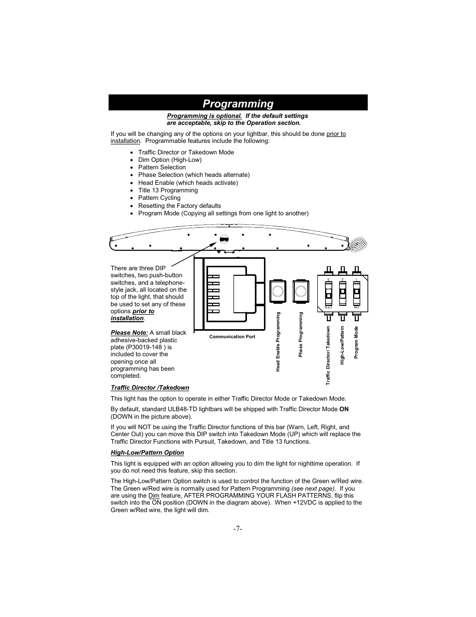 Programming | Star Headlight & Lantern ULB48 Lineum  Dual-Color Traffic Director Interior LED Lightbar User Manual | Page 8 / 16