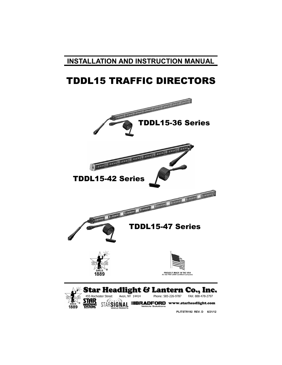 Star Headlight & Lantern TDDL15 Series High Intensity User Manual | 16 pages