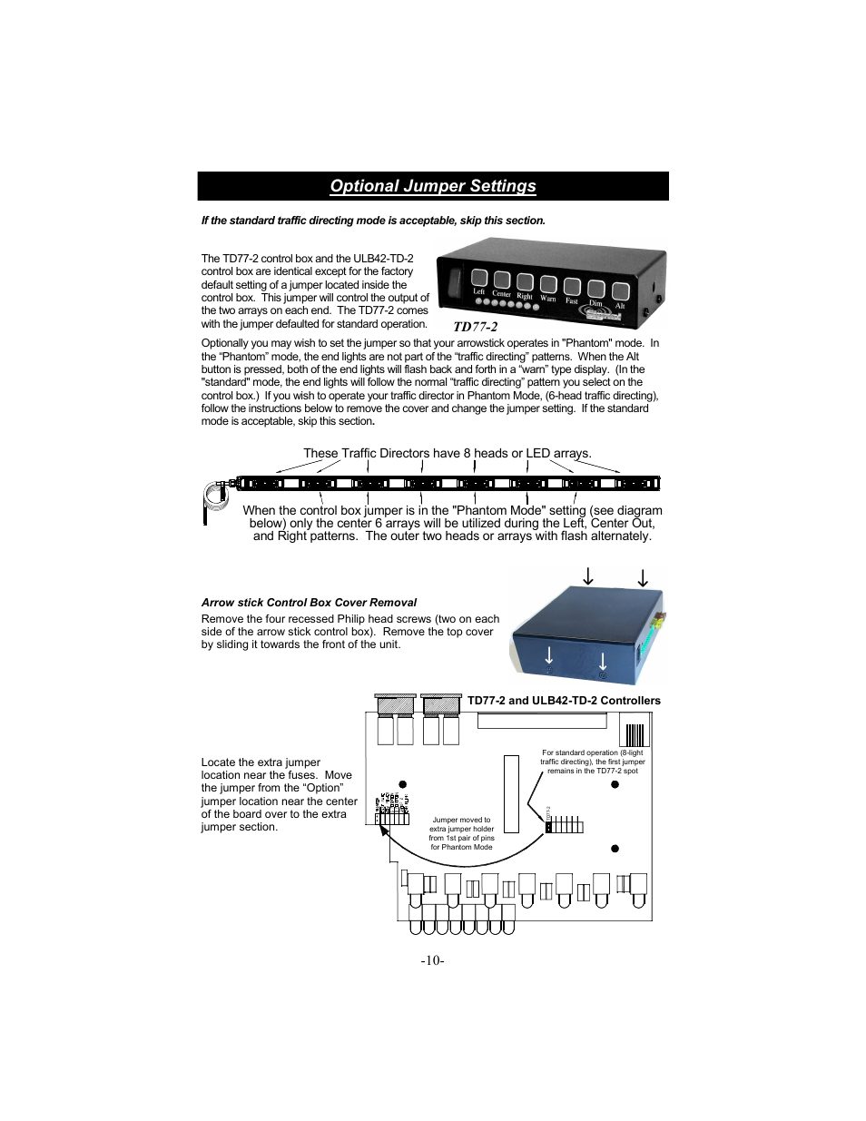 Optional jumper settings, Td77-2 | Star Headlight & Lantern TDDL15 Series High Intensity User Manual | Page 12 / 16