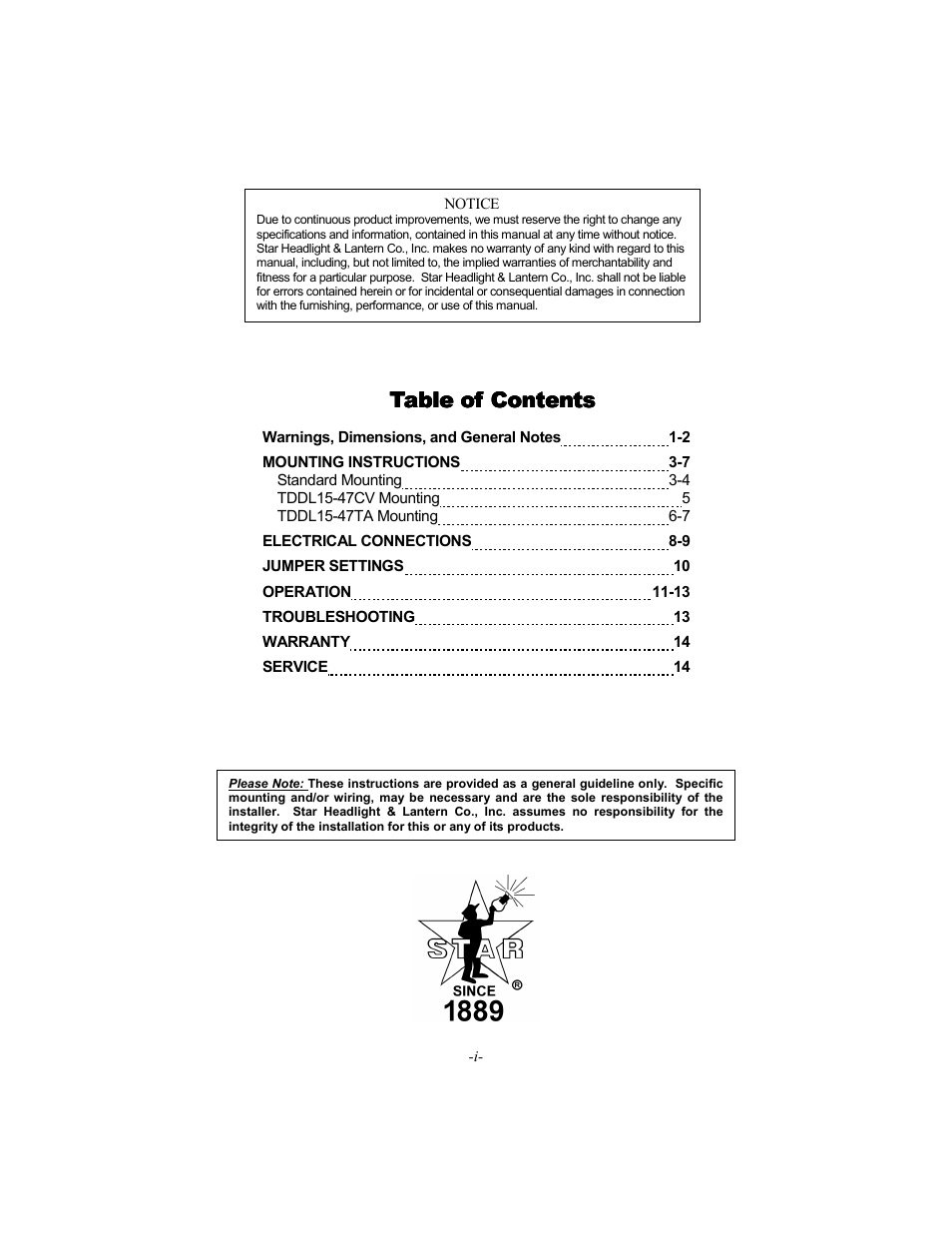 Star Headlight & Lantern TDDL15 Series High Intensity User Manual | Page 2 / 16
