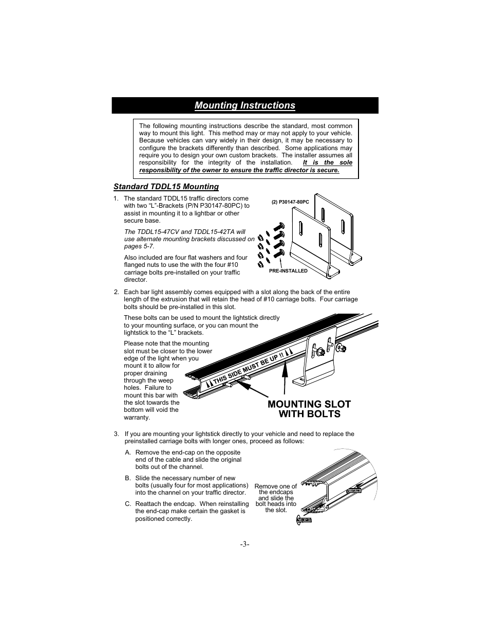 Mounting instructions, Standard tddl15 mounting | Star Headlight & Lantern TDDL15 Series High Intensity User Manual | Page 5 / 16