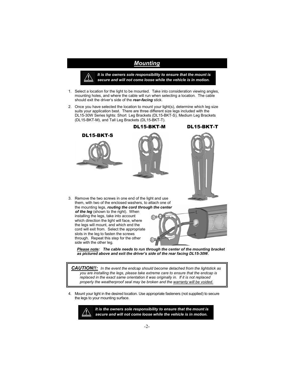 Mounting | Star Headlight & Lantern DL15-30 User Manual | Page 5 / 20