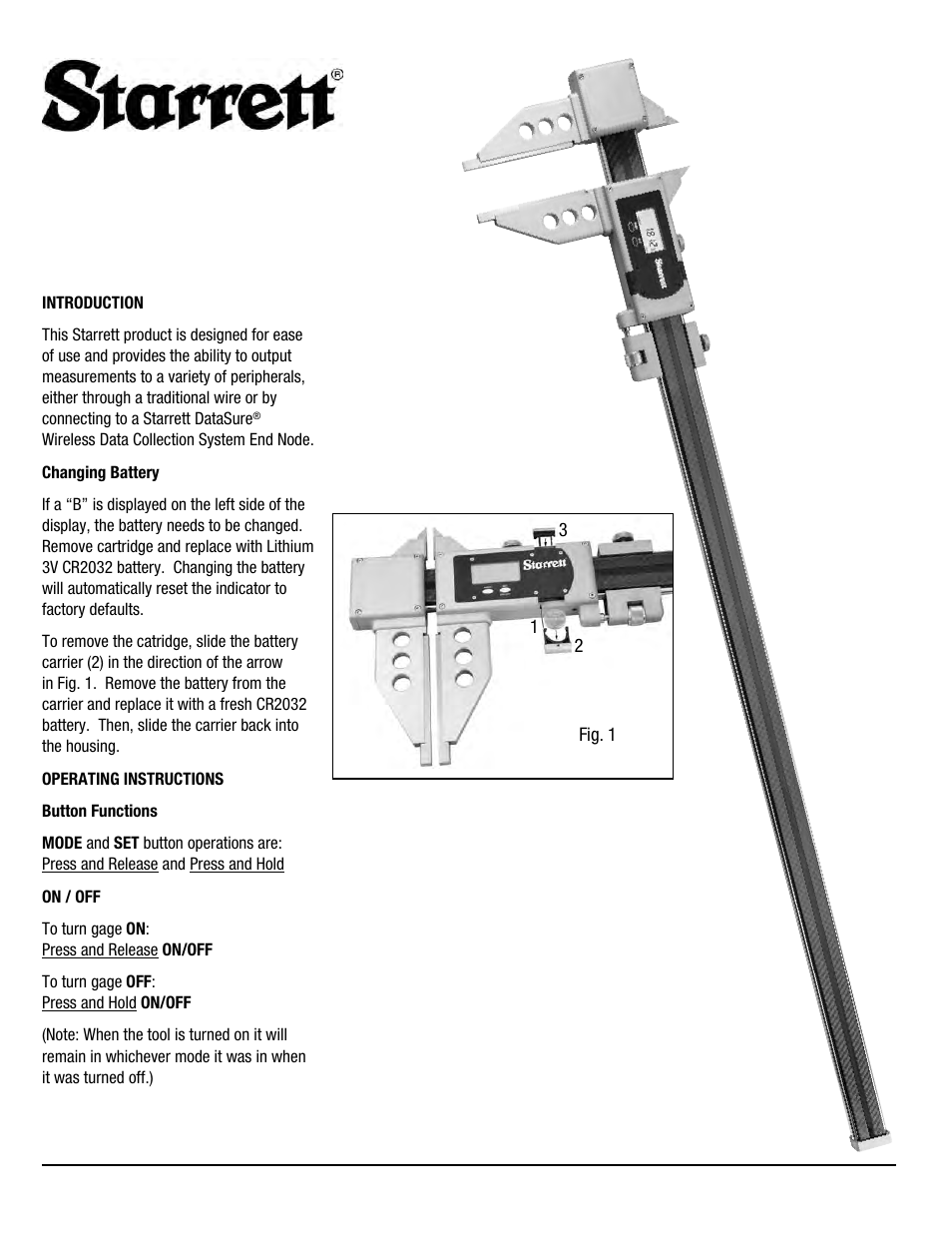 Starrett 5001 Carbon Fiber Caliper User Manual | 4 pages