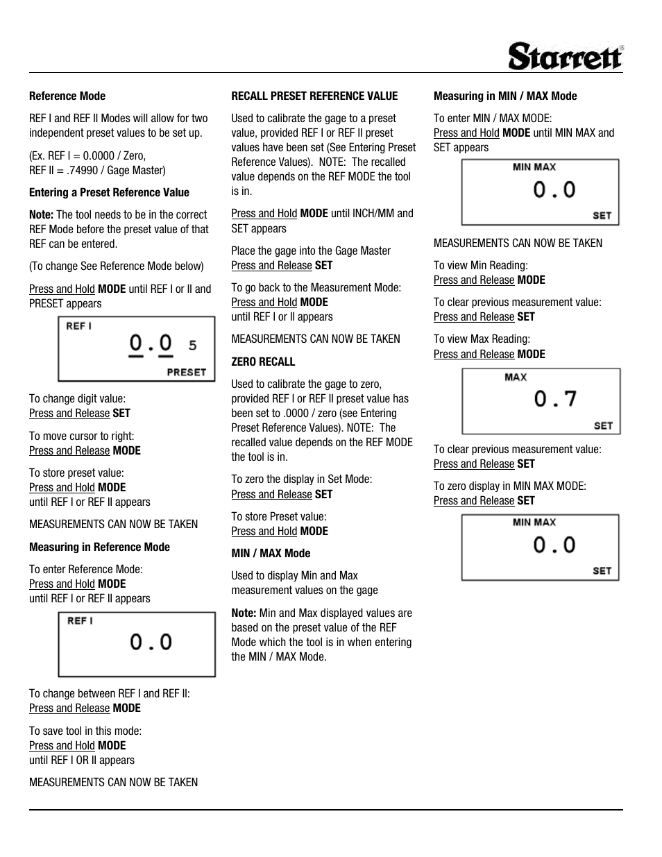 Starrett 5001 Carbon Fiber Caliper User Manual | Page 3 / 4