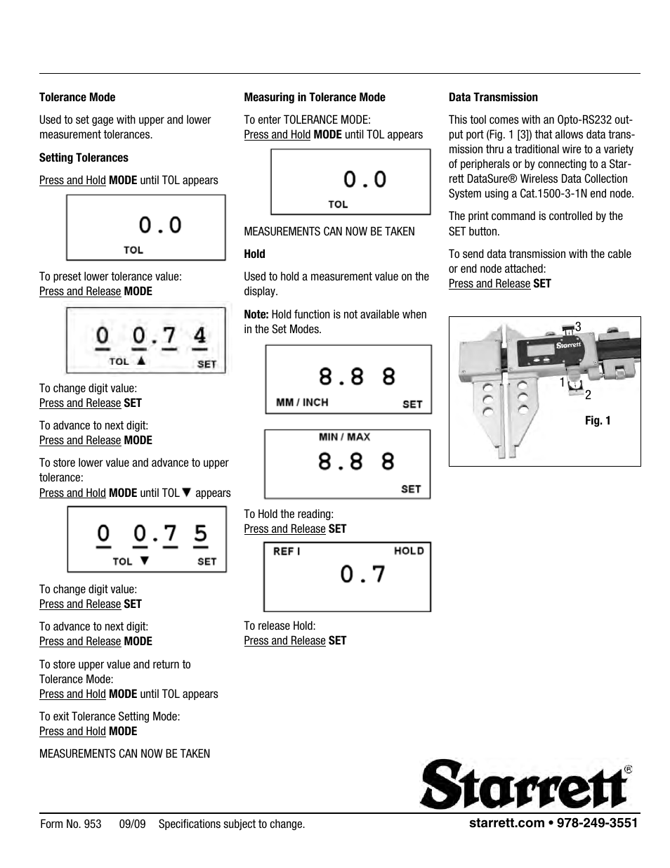 Starrett 5001 Carbon Fiber Caliper User Manual | Page 4 / 4