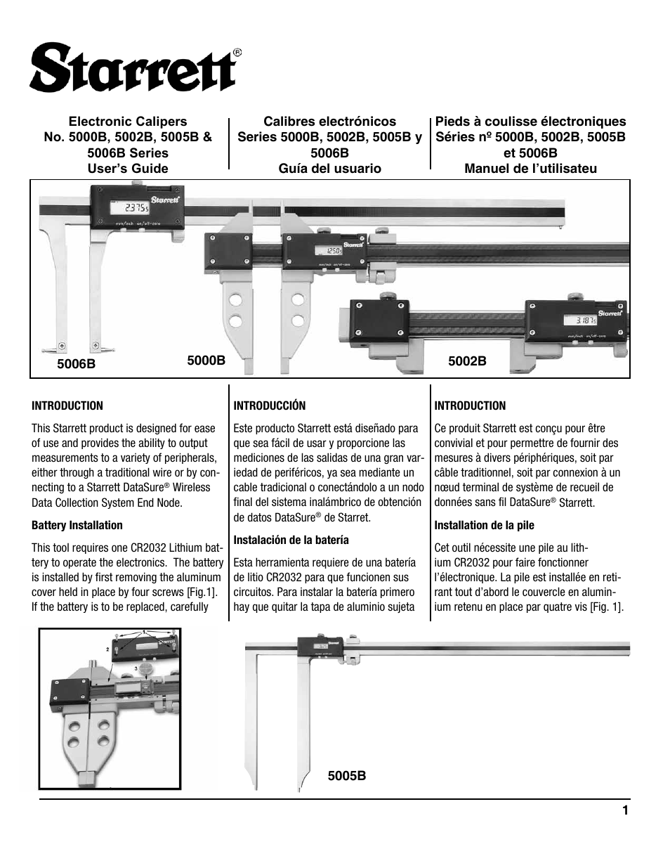 Starrett 5006 Electronic Calipers User Manual | 4 pages